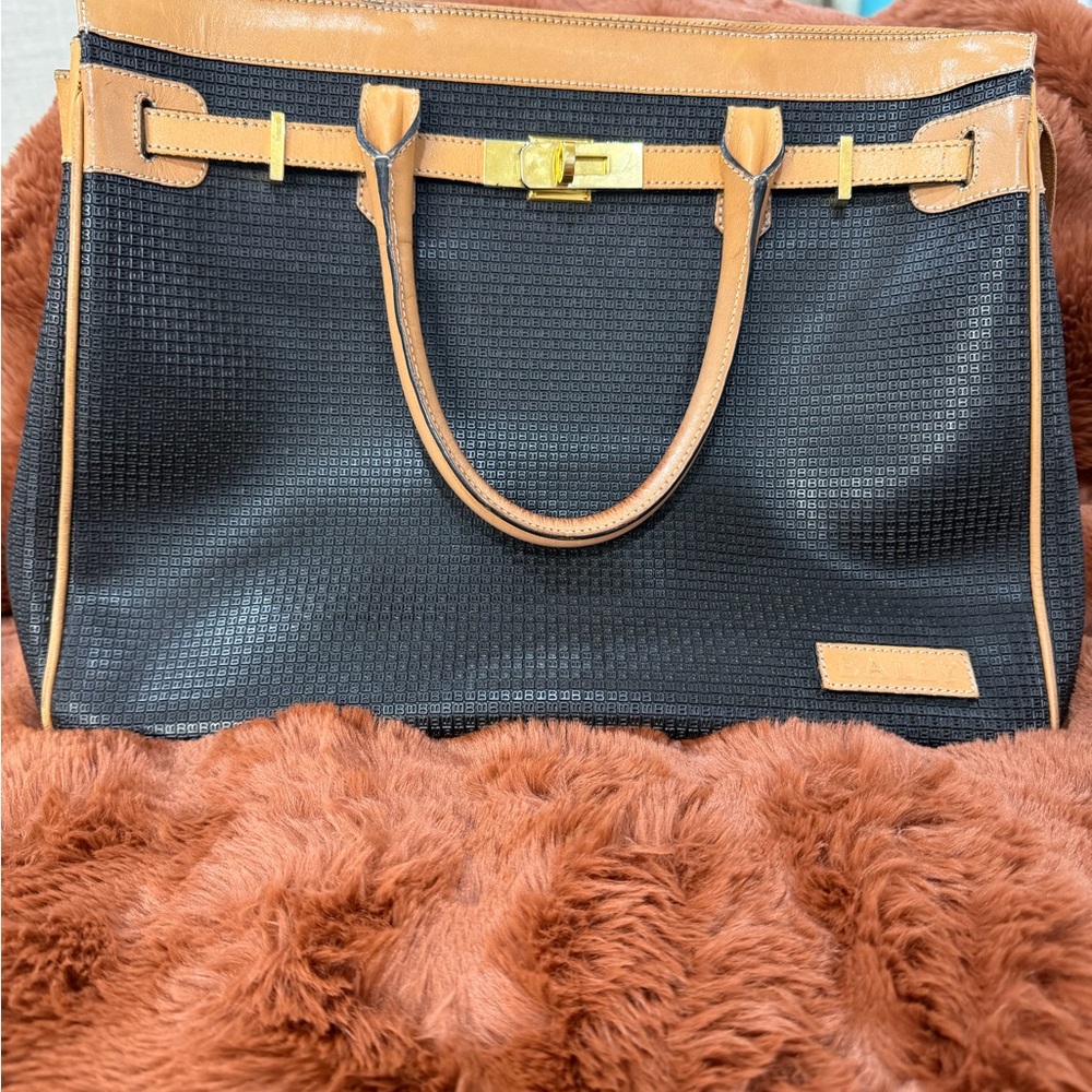 Bally Black and Tan Tote Bag